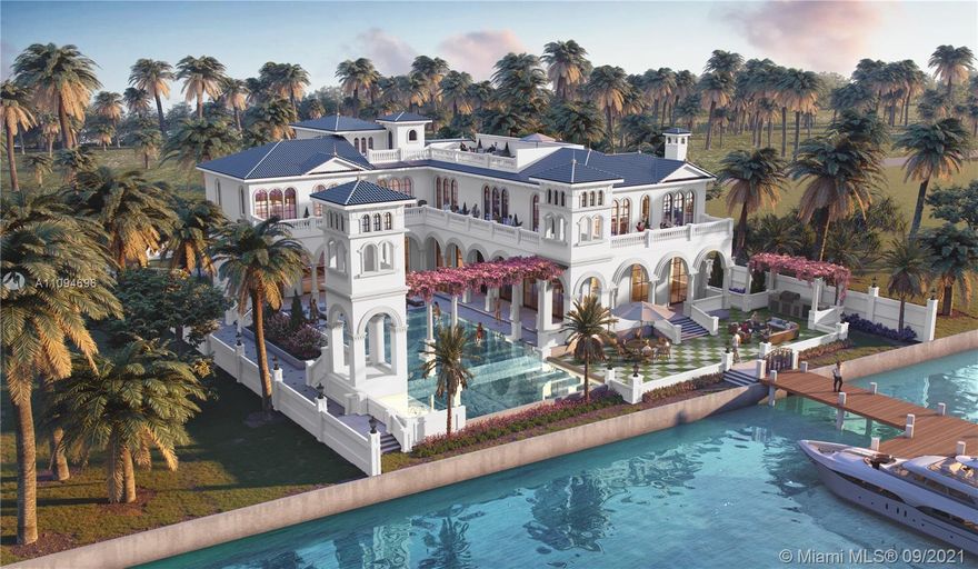 Designed by award-winning designer and builder Andrea D’Alessio. This 11,000± sq. ft. mansion with 10 beds/14 baths, is situated on an oversized 22,000± square foot lot. 125± linear feet of water frontage with new seawall and yacht-accommodating dock. 12-foot ceilings throughout with elevator access to a roof top deck and portico. Custom interior finishes include (1) imported Italian marble floors; (2) hand-crafted solid wood cabinets imported from Milan, Italy; (3) a spacious home gym; (4) a state-of-the-art media room; and (5) a Crestron home automation system (6) 3-car garage (7) 2 bed/2 bath guesthouse. Completion Date: January 2022.