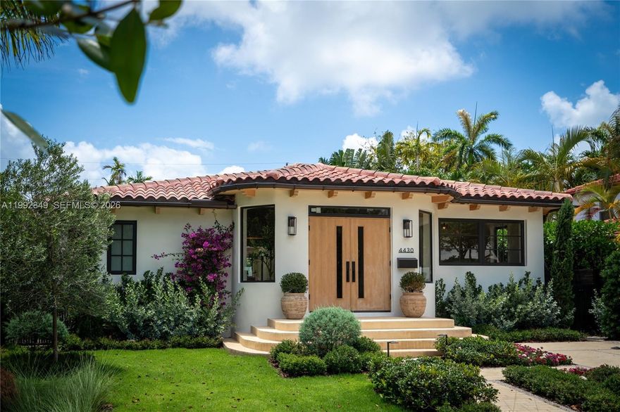 Fully rebuilt. Fully dialed.

Welcome to 4430 Royal Palm Avenue, a Spanish Mediterranean residence completely reimagined from the studs, featuring a new roof, foundation, impact windows and doors, electrical, copper plumbing, mechanical systems, and drainage, along with a dedicated generator connection. The character remains timeless; everything else is entirely new. 

The layout is built for how people actually live. Open sightlines, natural light, and seamless indoor-outdoor flow. Inside, warm modern finishes set the tone with white oak, limewash, microcement, cristallo travertine and custom millwork. A clean, organic palette paired with layered ambient lighting creates a calm, elevated feel throughout. Outfitted with premium appliances and fixtures by Miele, Monogram, Kohler, and Toto, plus integrated smart lighting by Brilliant. 

Step outside to a true private oasis. Mediterranean landscaping surrounds a brand-new saltwater pool with all-new equipment, including a heat and chill pump system for year-round enjoyment, sun shelf, and multiple lounge areas. At night, custom uplighting and accent lighting by Hinkley transform the entire property.

This is the one buyers wait for. Style, substance, and zero renovation headaches.