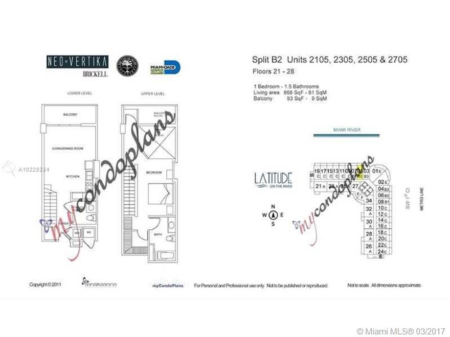 Neo Vertika is wonderful condominium complex located on the west bank of the Miami River in Downtown Miami. Neo Vertika condo consists of only loft style spaces with some featuring 20-foot ceilings.  This unit is one of the most desirable largest B Lofts at 868sf, split level, which offer 20 foot ceilings in the living area and a private loft bedroom suite with it's own balcony upstairs. Just installed new blinds and floors are bamboo. Walking distance to many new restaurants and shopping. NO PETS