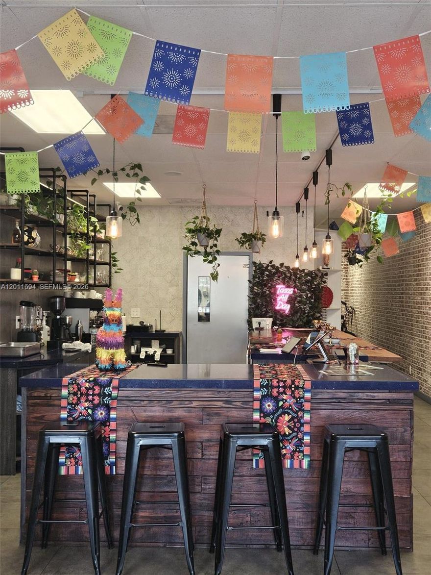 LOW RENT fully equipped restaurant located in high traffic area US1/Biscayne Blvd with connection to Miami Beach area, Open to include company so new owner can start operating the new business Asap, includes beer and wine license with possibility of full liquor license for Catering