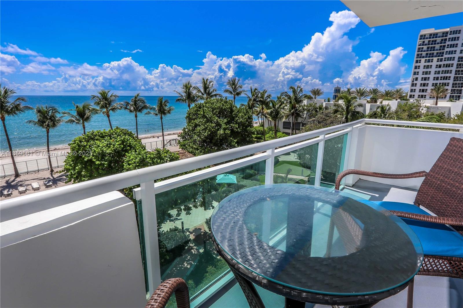Rare find! One of the best locations and views in the building! This South-East corner 11-stack 2 bed/2 bath unit offers stunning, unobstructed ocean views mixed with beautiful foliage. The spacious main bedroom faces the ocean, while the second bedroom captures additional south-facing ocean vistas. Natural light pours in through large windows throughout. The kitchen and primary bathroom feature elegant granite countertops, with the primary bath offering double sinks and a glass-enclosed shower. The second bathroom boasts a walk-in shower with a sleek glass enclosure. Great amenities such as gym, pool, spa, sauna, etc completes this wonderful ocean front retreat! Unit comes with 2 unassigned parking spaces and has passed the 50-year inspection. A fantastic opportunity not to be missed!