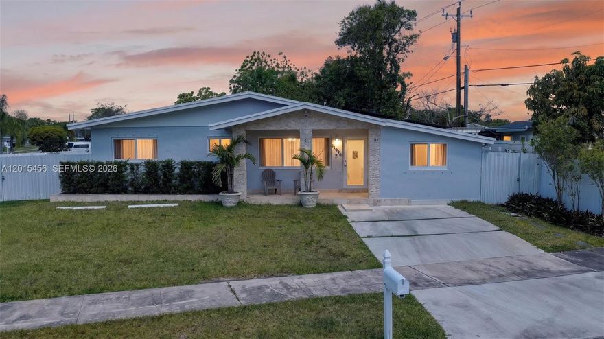 This 4-bed, 4-bath single-family home in Miami offers a turn-key "2026 Transformation". Spanning 1,535 square feet of living space on an 8,400 square foot lot, the property features a brand-new kitchen with quartz countertops and premium appliances, designer bathrooms for every bedroom, and laminate flooring throughout. Its outdoor space is designed as a private resort, complete with a 15x30 concrete pool, a summer kitchen, and a deep covered terrace, as well as a fenced side yard with room for an RV or boat. For investors or multi-generational families, the home includes a separate, currently rented efficiency unit providing immediate cash flow. Infrastructure highlights include a 2019 roof equipped with solar panels, brand-new impact windows and doors, and updated electrical panels.it remains a notable . NO HOA fees in a great neighborhood.