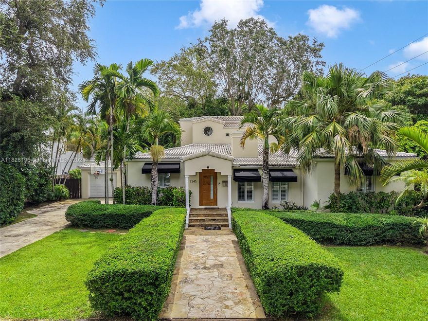 Welcome to Casa 54! Timeless elegance in High Pines, a prestigious square-mile community boasts a corner 12,500 sq ft lot for this Spanish Colonial residence over 3,335 sq ft. Character and captivating architectural details penetrate around the 3 beds, 2 full, 2 half baths. Sunlit rooms include the den, office, breakfast area and GE Monogram Appliance chef's kitchen with gas stove. Escape upstairs for privacy in your primary suite and bath, with separate tub and shower. 

Outside your pool is embraced by lush tropical foliage and mature trees, offering ultimate privacy and an idyllic setting for relaxation or entertaining. This property delivers a unique opportunity to embrace a luxurious lifestyle, no HOA, within one of South Florida's most desirable enclaves.