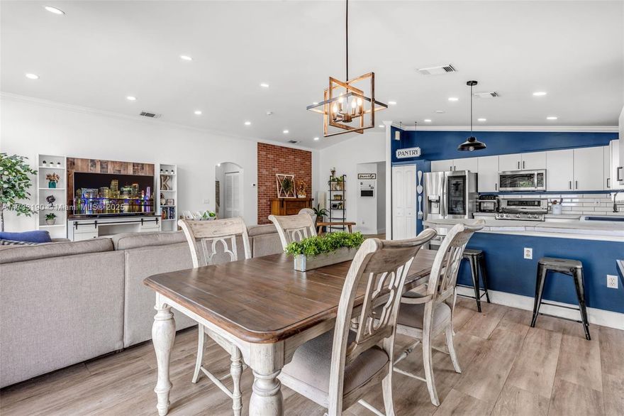 Welcome to "Lake Vista" in the prestigious gated community of Three Lakes. This meticulously maintained residence showcases high ceilings and modern recessed lighting throughout, creating a bright, airy atmosphere. The prime location offers a community ramp for lake access,where residents enjoy boating and jet skiing privileges.
The home's thoughtful design maximizes both space and natural light, while the corner lot provides enhanced privacy and additional outdoor space. Recent upgrades include 2021 A/C and Water Heater.
Community amenities include 24-hour security, lakefront recreation, pickle-ball courts, and more! Schedule your private showing today!