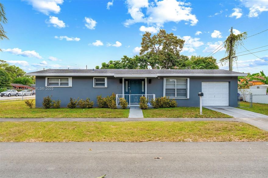 Located in the heart of North Miami Beach, this beautifully updated home features an open floor plan, sleek finishes, and abundant natural light. The interior boasts marble-style tile floors, recessed lighting, and a modern kitchen with white shaker cabinets, quartz countertops, and stainless steel appliances. The primary suite includes an en-suite bath and walk-in closet. Additional rooms offer flexibility for a home office or gym. The private, fenced backyard is perfect for outdoor gatherings. Conveniently situated near major highways, just 10 minutes from Aventura Mall, beaches, dining, and entertainment. Move-in ready and a must-see. Schedule your showing today.