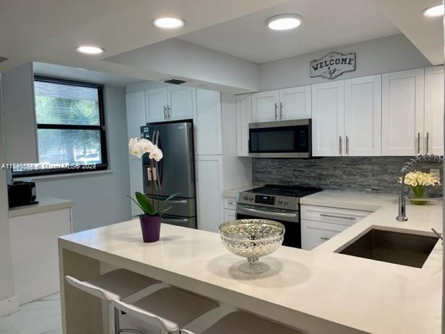 Beautiful and bright condo that has been completely renovated from top to bottom. Open white kitchen with Jumbo quartz countertops & stainless appliances. This Very spacious condo offers abundance of natural light with magnificent lake & garden views. From the minute you step through the door, you'll feel at home! Enjoy access from its peaceful screened patio to the beautifully landscaped backyard. The unit is conveniently located steps from the pool. Maintenance includes Cable, Water, Ext. Insurance, Pool, Gym & Clubhouse. Extremely well located, walk to Restaurants, Banks, Supermarkets & Shoppes. 10 minutes drive to Deerfield beach pier. Furniture is negotiable.