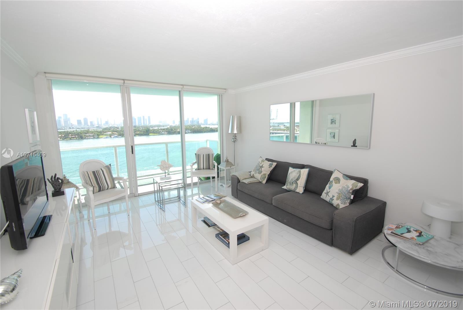 Breathtaking Bay views of Biscayne Bay with the Miami skyline Furnished Renovated 1 Bedroom in one of the most desired building of Miami Beach.Washer and Drier in the unit, internet included in the lease. Amenities include: Tennis Court, 2 Pools, Gym, in-building Hairdresser and Grocery store. Boat Slips available.Next to Whole Foods and Publix.