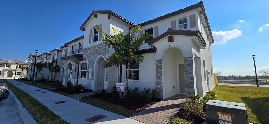 Brand-new 3-bedroom, 3-bath corner villa for rent! This beautiful property features a spacious and functional layout with one bedroom and full bath conveniently located on the first floor, ideal for guests or multigenerational living. The second floor offers comfortable carpet flooring and well-distributed bedrooms for added privacy.

Modern kitchen with stainless steel appliances, contemporary cabinetry, and open design connecting to the main living area. Enjoy abundant natural light throughout and the added privacy of a corner lot with private patio space, perfect for relaxing or entertaining.

Washer and dryer included. Located in a desirable community with easy access to major roads, shopping, dining, and schools. Move-in ready and easy to show. Rapid approval process.