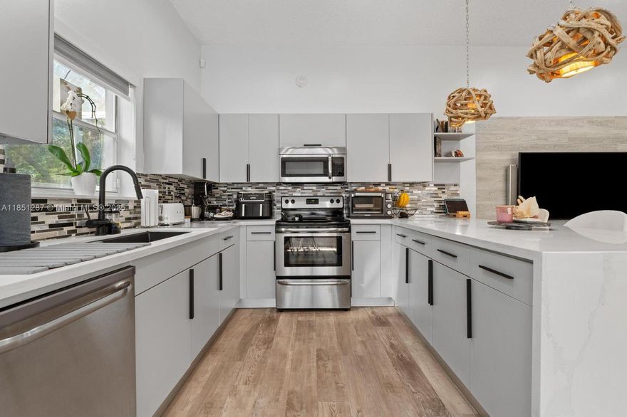 This charming 3-bedroom, 2-bathroom home features a fully remodeled kitchen, freshly painted exterior, and finished closets. Enjoy the convenience of brand-new washer and dryer units. The garage has been converted into two versatile spaces, perfect for a home office or studio. The front door and patio sliding door are hurricane impact-rated for added safety and peace of mind. Ideally located near top-rated schools, restaurants, and supermarkets.
Don’t miss the opportunity to visit this beautiful home—schedule your showing today!