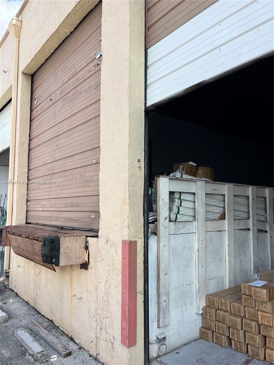 ~6,000 SF Warehouse is ideal for light manufacturing. A unique find with two front loading doors-1 with dock interior ramp and 1 street level. Easy access to Palmetto 826 at NW 74th Street. Unincorporated Miami-Dade County.