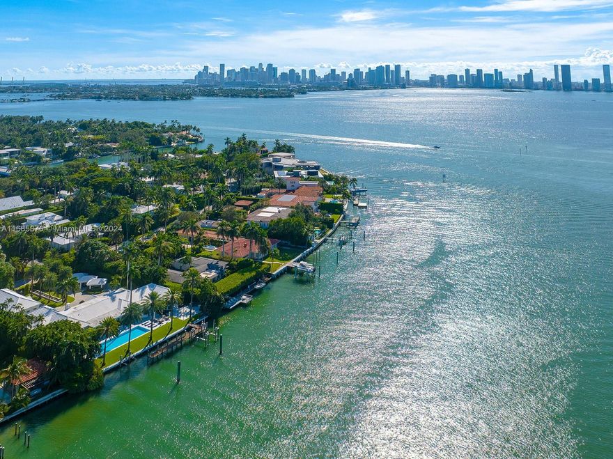 Legacy property on exclusive, guard-gated Sunset Island I! Development opportunity facing north on an oversized 24,174 Sq.Ft. lot.