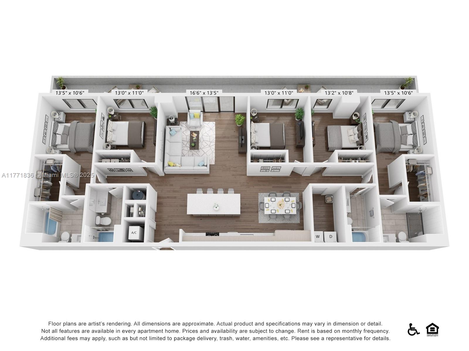 Rental Property at 2800 Sw 27th Terrace 0618, Miami, Broward County, Florida - Bedrooms: 5 
Bathrooms: 4  - $7,372 MO.
