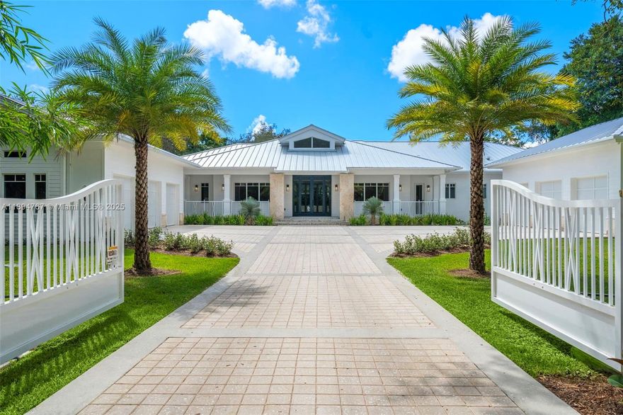 Pinecrest Show Piece !  2025 Custom Home , 1 acre Heated Pool  61 ft x 17 ft spa 15 people, sun deck in pool,Generator Kohler 38KW whole house, Gas 1000 gallon underground LP Tank,3 Gas Tankless Hot water heaters, AC-Rheem High efficiency 4 units,Lutron Lighting, outside Covered Chef kitchen with granite tops ,built in gas barbecue , Gorgeous White  Kitchen-Quartzite Taj Mahal countertop, Sub zero Freezer/refrig/wine column,  Professional Wolfe Gas Range 48inch , Wood cabinets,8 Rooms 9 bathrooms- including Master Bedroom w/sitting area,huge shower and soaking tub, study/office, + staff bedroom, 4 additional bedrms,plus separate guest house with kitchen,wash/dry, bathroom, exterior pool cabana bath, shower,
 living Rm 18 ft ceilings,All rooms min 11 ft,Entry Gate,Cameras, Sprinkler system