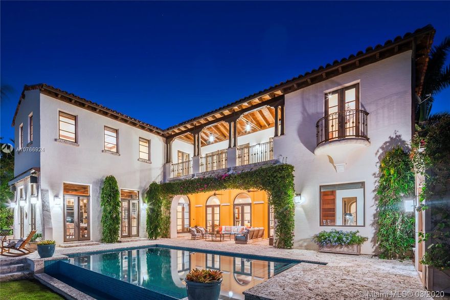 Live the ultimate luxury Miami Beach lifestyle in this magnificent 10,709 square-foot waterfront estate located on coveted N Bay Rd with Miami Beach’s most breathtaking panoramic views of the Miami skyline and Biscayne Bay. With 101’ on the wide bay sitting on a 17,120 square foot lot, this private, gated Mediterranean residence is bright and airy featuring spectacular 13-foot coffered ceilings throughout, intricate details and finishes, large gourmet kitchen, formal dining room and large gym. The expansive master suite encompassing the entire left wing of the second floor beckons with a private balcony, and spacious his and hers closets. Ideal for entertaining, the home’s exterior amazes with an Infinity pool, private dock and boatlift.