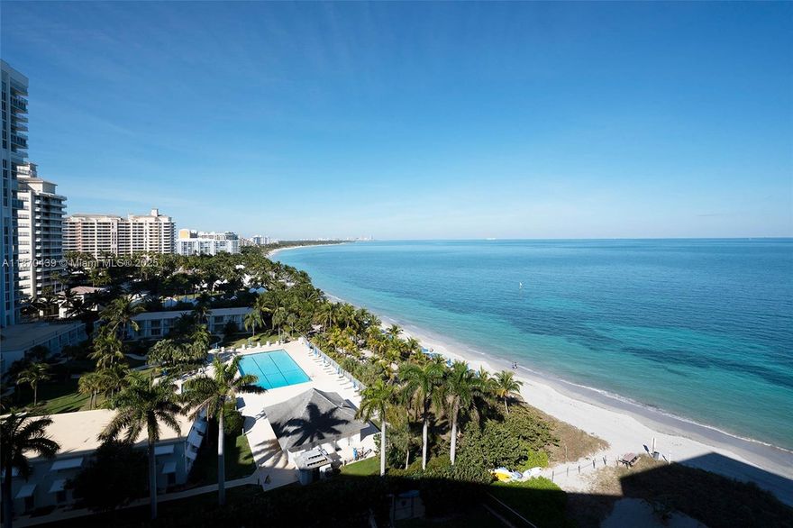 Stunning oceanfront penthouse with panoramic view of Key Biscayne coastline. Three bedrooms, three bathrooms, open concept living room and kitchen.  European cabinetry with top of the line appliances. Laundry room and private storage unit.
