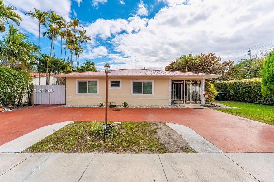 Cozy South Miami corner home, walking distance to shops & restaurants, near Hospitals, University of Miami. This house features, wood double doors (front), all windows and glass entry doors are high impact glasses, 4 yrs. New A/C-antibacterial neon system, New fence, full laundry room, kitchen with wood cabinets & granite counter-tops & back splash, S.S. refrigerator circular driveway, marble floors, NEW METAL ROOF, roof-mounted solar panels (POWER SAVINGS),full cabana bathroom, spacious out door entertainment area, enclosed terrace, POOL completely re-done last year, keystone-pavers deck, as per owners larger than tax roll, in addition to the 3bed/2ba, counts with a den with closet space, recreation/play room, office space/room, all could be use as extra bedrooms (could be # 4), guest/in-law quarters, one bedroom unit & full bathroom, plenty of fruit trees (avocado, papaya, mango, lemon, guanabana/soursop) back covered terrace with separate split a/c unit, IN LAW/ GUEST UNIT with separate private entrance and a wall unit a/c,, tool shed in back yard., on the side there is an outside area with a FULL kitchen granite countertop, sink and stone cover cabinet. Great for the outdoor lover.