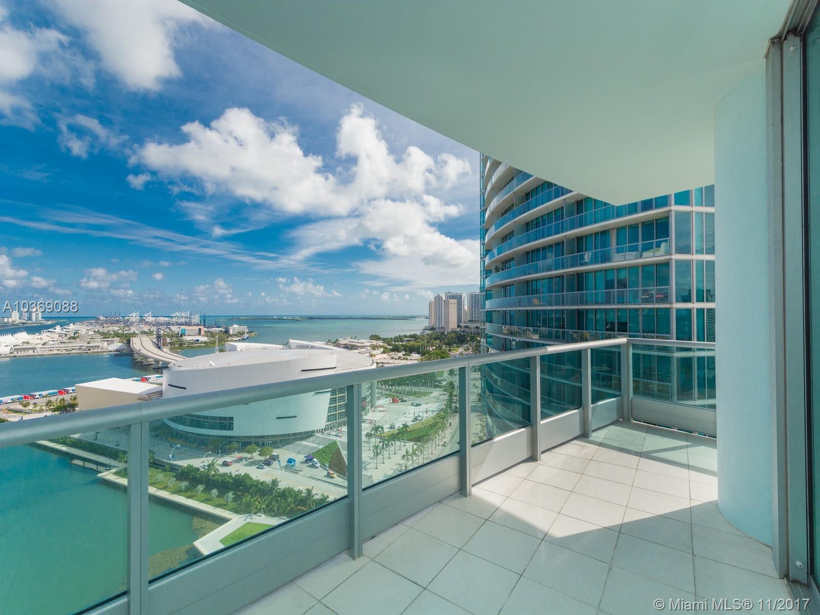 This beautiful corner unit features panoramic views of the bay, Port of Miami, and spectacular city views. You can watch the sunrise and sunset from your living room! Building features world-class amenities such as a full spa, state-of-the-art gym, Movie Theatre, two pools, hot tub, fire pit, and more! Enjoy a leisurley stroll in the Art and Science Museum park across the street.