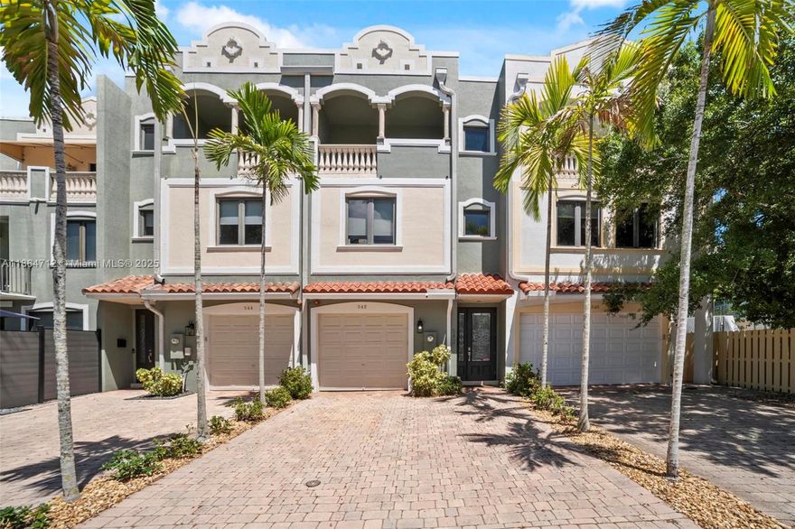 Sophisticated design meets everyday comfort in this luxurious multi-level 3BR + den/office, 3.5BA, 1 car garage, townhome in sought-after Victoria Park, featuring a private backyard oasis with salt system / heated pool, built-in grill, fridge, bar, and travertine pavers. Enjoy indoor/outdoor living from the bright and spacious 1st floor with SS appliances, granite counter tops and walnut cabinets. Home has its own elevator to access all three floors. Every bedroom has its own bath; two upstairs bedrooms offer private balconies on 3rd floor. The 2nd floor includes a spacious primary suite, den/office, and full laundry room. Exterior includes awnings, re-coated roof, and more. Quiet sought after Victoria Park neighborhood, minutes to Las Olas, beaches, and top dining. No HOA