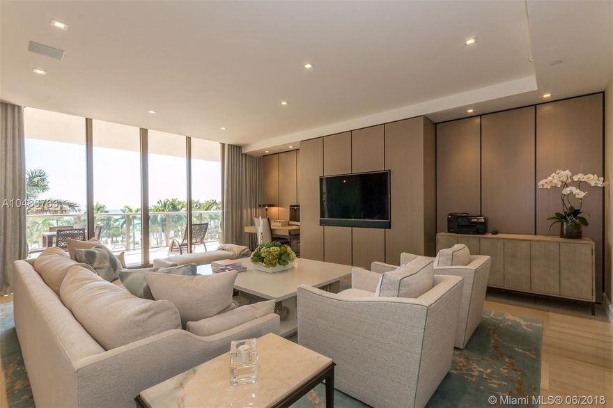 Prestigious St.Regis Bal Harbour - one of a kind. 3 Bedrooms; 3,5 Bathrooms unit with direct oceanfront views.Designed and furnished by renowned Design Company- Steven G. 24'' - 48'' High Polish Italian marble flooring with high -end custom millwork finishes. Equipped with Samsung Technology, distributed sound and LED architectural lighting. Beautiful furnishings bring this turnkey residence to the next level. Get ready to unpack your bags and enjoy.