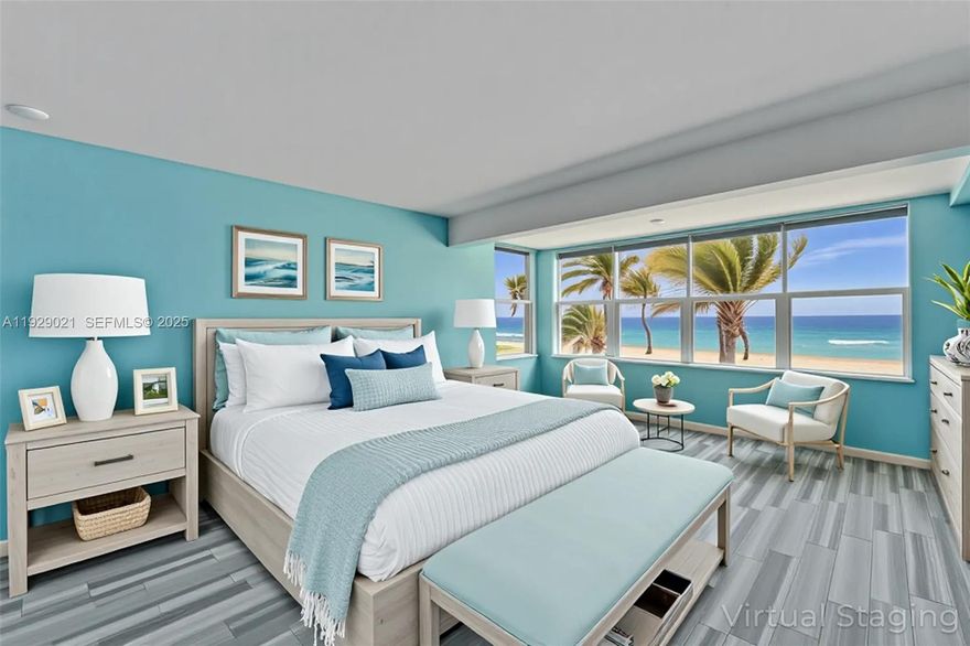 Fantastic 1-bedroom, 1-bath Corner Unit for $459,000, with direct ocean views from every room in a boutique beachfront building on Hollywood Beach. Bright layout with impact windows and abundant natural light. The building sits right on the sand and offers direct beach access, pool, and secure entry. Prime location steps to the Broadwalk, restaurants, and shops. A solid opportunity for anyone wanting oceanfront living at an attainable price.