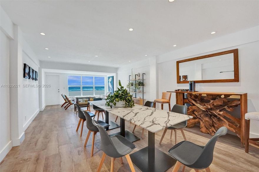 Rarely on the market, this corner unit, 1-bedroom, 1-bath with direct ocean views from every room in a boutique beachfront building on Hollywood Beach. Bright layout with impact windows and abundant natural light. The building sits right on the sand and offers direct beach access, private pool, and secure entry. Prime location steps to the Broadwalk, restaurants, and shops. A solid opportunity for anyone wanting oceanfront living at an attainable price.