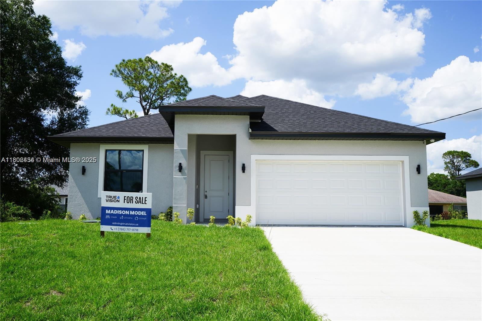 This beautifully designed single-story residence features 3 spacious bedrooms, 2.5 modern bathrooms, Enjoy the perfect blend of nature and technology with a lush, tree-lined lot and fully integrated home automation system. High ceilings, open-concept layout, and sleek finishes throughout. Ideal for buyers seeking privacy, modern comfort, and a peaceful lifestyle. Move-in ready—schedule your private showing today!!The builder is offering a $10,000 contribution to help with closing costs.