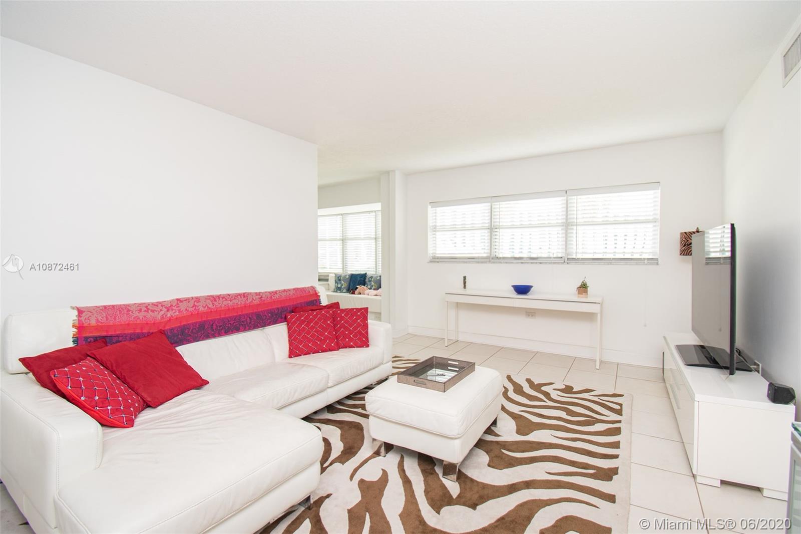 Chic and modern 2-bedroom/2-bath condo located in prime South Beach neighborhood that's steps away from world-class beach, shopping, restaurants and night life. Bright and spacious split-bedroom layout features city and skyline views, porcelain tile floors, new impact windows, new air conditioner, and plenty of storage in the master bedroom including large custom closet and built-in vanity area. Modern kitchen with space to add an island or breakfast table. One unassigned parking space and bicycle parking included. Amenities include 24-hour doorman/valet, pool, sauna, gym, common laundry, and premium Cable TV package. Pet friendly building allows pet up to 75 pounds. No assessments, fully-funded reserves, flexible rental policy and on-site manager. As-Is purchase.