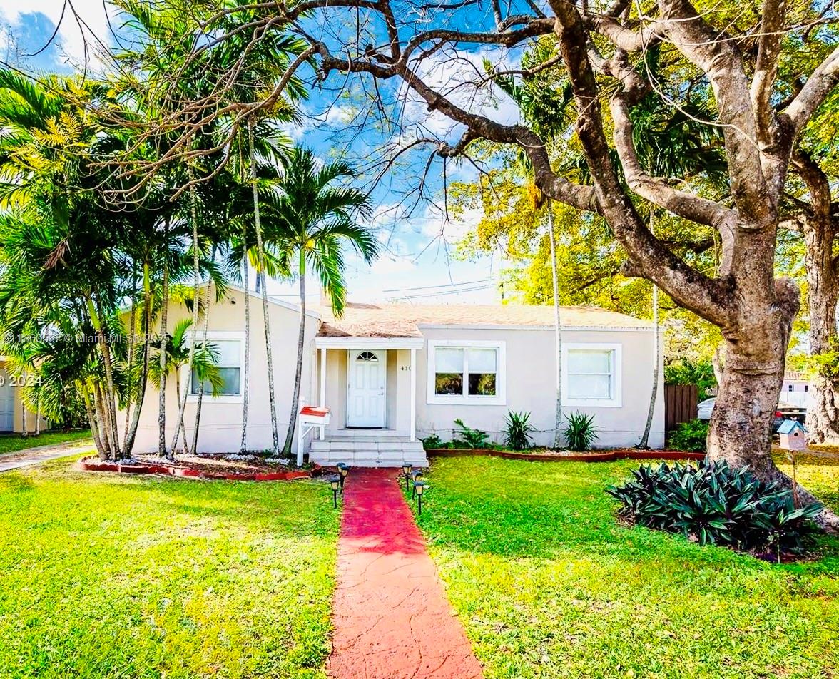 Corner house with a big lot in one of the most desired and picturesque streets in Miami Springs. The living area is 1780 SF front and 650 SF back, totaling 2430 SF. Roof 2017 new Flat - 2020 New Shingles. 2 Baths remodeled in 2024. Completed remodeled 2015: All plumbing, all electricity, new kitchen, new laundry, new 2 AC, new bath. Smart metering electricity - Emporia wifi device to control electricity usage. This spacious house is move-in ready, has backyard space for a pool and access for a boat/RV. With 4 bedrooms, an office room, 3 bathrooms, a backyard, a sideyard, a dining room, a living room, a family room, and a kitchen. Part of the house is currently rented month-to-month but can be unoccupied with 30 day notice.