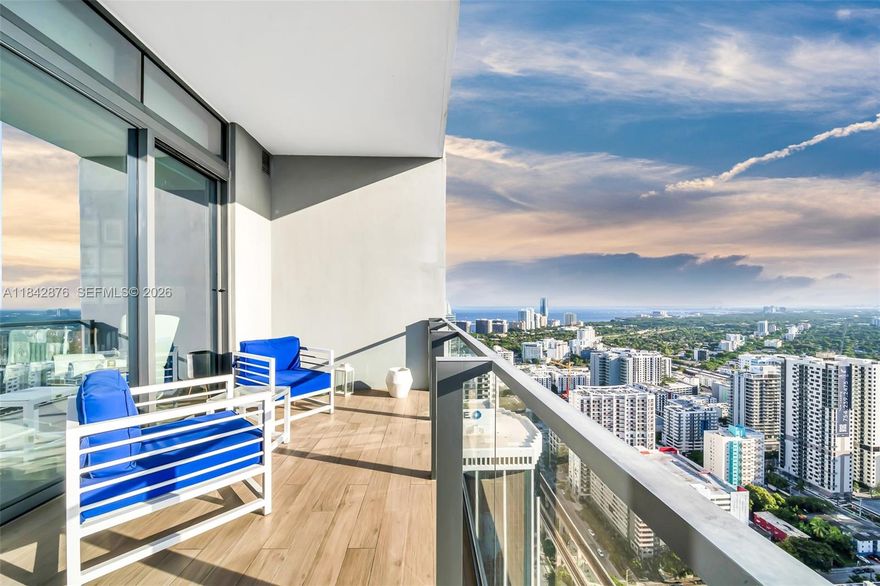 Offering the largest 2-bed + den currently available at Rise. This residence is also the highest-floor 2 or 3 bedroom on the market in the building and benefits from the tower’s preferred upper-floor design with soaring 12' ceilings. Floor-to-ceiling windows and an oversized balcony capture open city and bay views, while the spacious den offers the perfect home office. Interior features include Italian cabinetry, Bosch appliances, wine cooler, marble floors, walk-in closets, and automated shades throughout. Amenities include a half-acre pool deck, tropical gardens, spa with Hammam, fitness center, theater, and more, all an elevator ride away from world-class shopping, dining, and entertainment @ Brickell City Centre.