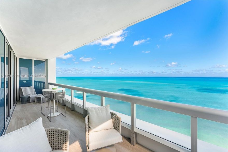 RARELY AVAILABLE, PREMIUM line w/ EXPANSIVE OCEAN VIEWS and extra SF! Newly renovated high-floor 2BR/2.5BA, 1565 SF residence w/: sublime ocean views from every room, massive terrace, extra wall of corner windows w/ both SE corner OCEAN & Intracoastal vistas-from sunrise to sunset. Open kitchen w/ island, Sub-Zero & Miele appliances & charming Oceanview breakfast nook enhancing refined coastal living. Porcelanosa flooring, modern European furnishings,lrg smart TVS, curated Basel art, Tidelli outdoor furnishings & Hamptons-meets-Malibu décor. New Electrolux W/D & Laundry rm. Located in coveted North Tower @ Carillon Miami Beach Wellness Residences—Forbes’#1 Wellness Residences with 70,000 + Gym,100's of classes & Regenerative Medicine therapies on 9+ acres of oceanfront luxury and serenity.