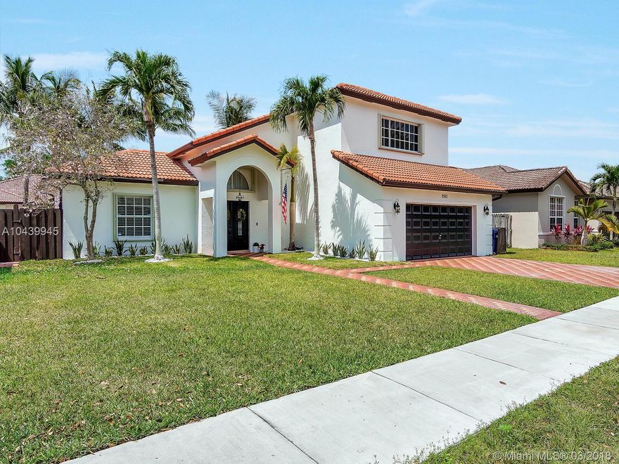 Completely updated and in pristine condition. Largest model in Corsica. Property features 4 bedrooms + den  3 full baths. One full bedroom and bathroom on ground floor. Commercial grade accordion shutters, Open kitchen with island, granite counter tops, KitchenAid appliances, breakfast nook, Italian porcelain tile, New A/C and more. Separate laundry room and pantry. Jack and Jill bathroom upstairs, spacious master with separate his and hers walk-in closets,  limestone flooring in spa master bath as well as spa shower and Jacuzzi soaker tub. Beautifully decorated and maintained, bring your most discriminating buyers.