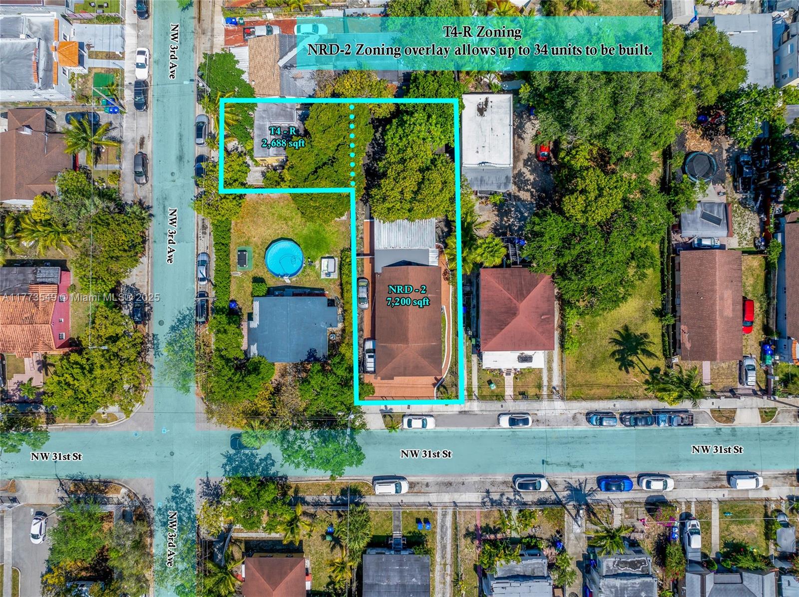 ASSEMBLAGE OPPORTUNITY! This property can be bought along with 287 nw 31st St (MLS#: A11732843). PRICE IS FLEXIBLE. This prime investment T-4R property with NRD-2 Zoning Overlay give this land the ability to build at a density of 150 units per acre, this means you can build up to 34 units as of right at $75,000 per buildable unit. Strategically located just blocks away from Wynwood, Midtown, and the Design District, and flanked by I-95 and I-195, this is an ideal investment due to strong rental and housing demand driven by its proximity to jobs and major entertainment areas. Rent the property while you get approved to build. The models being done by local developers are condo conversions, workforce housing, or traditional apartment rental, see remarks for other projects in the area.