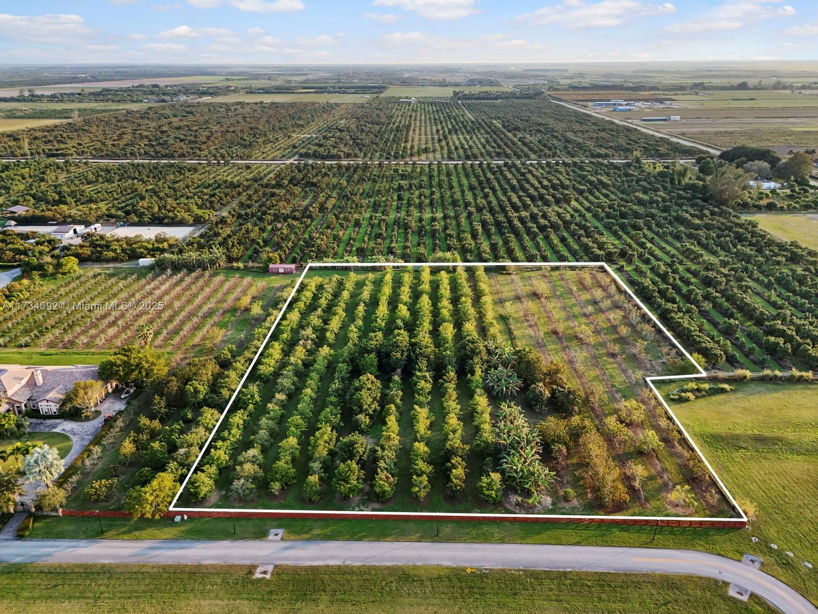 Income producing 5 acre grove in the gated, agricultural community of Savannah Ranch Estates. Surrounded by estate homes and agricultural groves- this land offers a unique opportunity to build your dream home on 1 acre while keeping the remaining 4 acres for your crops. Currently the groves include banana, sapadillo, mamey, & sugar apple trees. Subterranean piping already in place. If you're looking for the Redland life, this is it!
