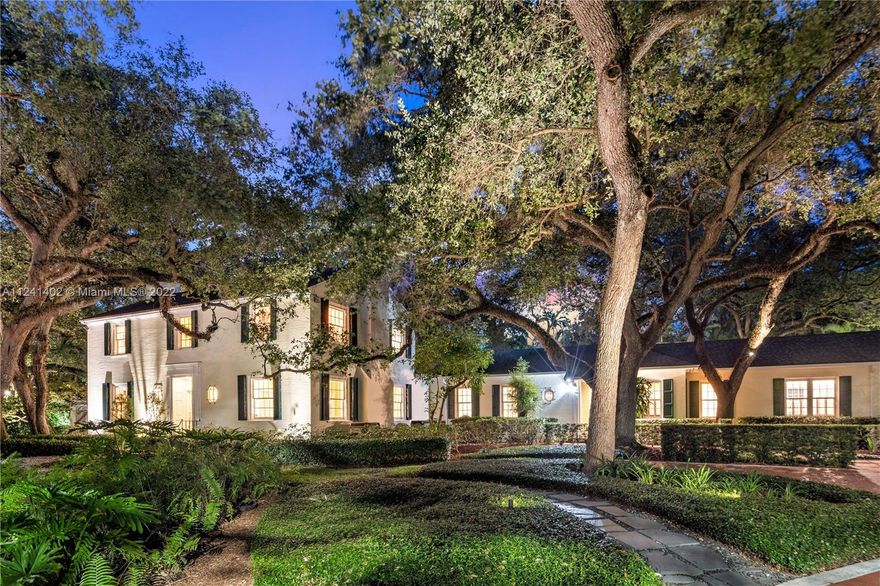 “LIVE OAKS”, an Elegant, Colonial style Estate designed by renowned Phineas Paist features 5BD/3BA/4HBA. The home, atop a GIANT 30,000+ sq/ft lot is surrounded by Magnificent Oak trees & manicured landscaping. The Residence, built in two phases (1937/99), seamlessly blends indoor luxury w/ natural outdoor elements. Perfect for entertaining or as a private sanctuary, the home offers formal dining, a cherry wood library, an office, a grand entrance, high ceilings, beautiful finishes, a 2-car garage, Thermador & Kitchen Aid appliances, oak wood floors & a sun room w/ custom Italian doors. The desired neighborhood of North Coconut Grove is a short drive to the heart of the Grove Village, Top-rated schools, Key Biscayne, Brickell, Downtown & the Gables & is walking distance to the waterfront.