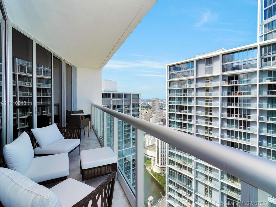 Best Jr. One Bedroom at the Icon Brickell. Indulge in the panoramic bay and ocean views from the 51st floor and watch the dance of cruises at the Port Of Miami. Unit features porcelain floor throughout, mirrored wall in the living room, built-in closets and spacious bathroom with two sinks. Amenities include: greek inspired spa, plunge pools, state-of-the-art fitness center, saunas, steam rooms, game rooms, movie theater, spinning room, yoga studios, cafeteria and three renowned restaurants. The pool is currently closed for renovation and scheduled to reopen in 12/2017. The discounted price already take that into consideration.