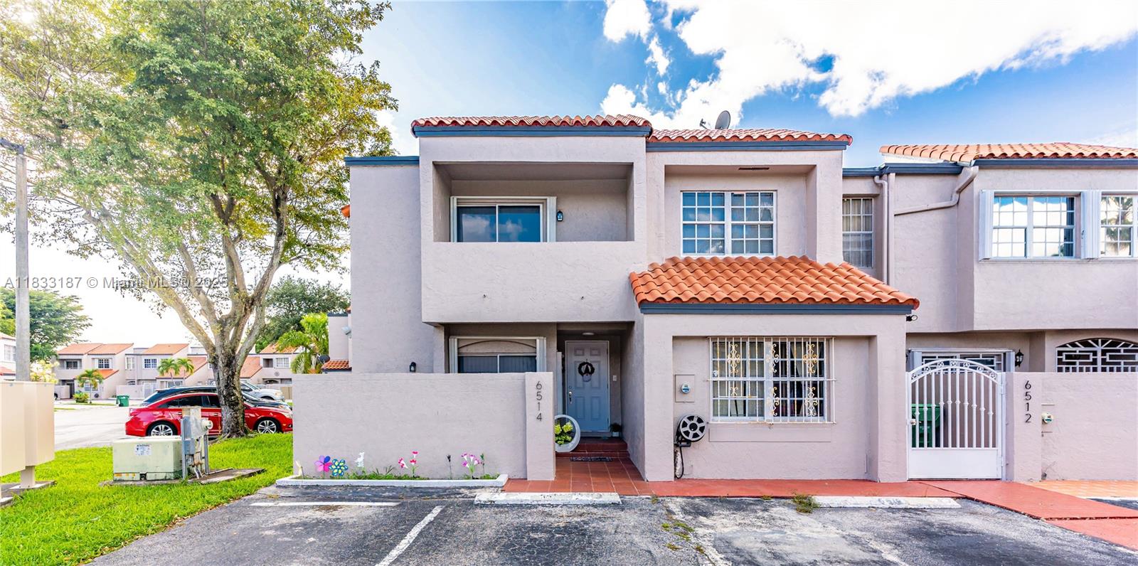 Welcome to The Villas at Sunset Harbour! This spacious corner townhome is filled with natural light and features beautiful new vinyl plank flooring throughout, including the stairs. Freshly painted interior, new roof, and A/C installed in 2022, plus covered patio!. The updated kitchen offers white cabinets, quartz countertops and backsplash, and ss appliances. All bathrooms have been renovated, and LED lighting is installed throughout. Great layout featuring a living/dining area, open kitchen, and family room, all of which lead to a fenced patio. All bedrooms upstairs, 2 with balconies. Jack & Jill bath connects the 2nd and 3rd bedrooms. 2 assigned parking spaces in front, plus guest parking. Enjoy the clubhouse, pool, jacuzzi, basketball, fronton, and tennis courts. Ready to move in.