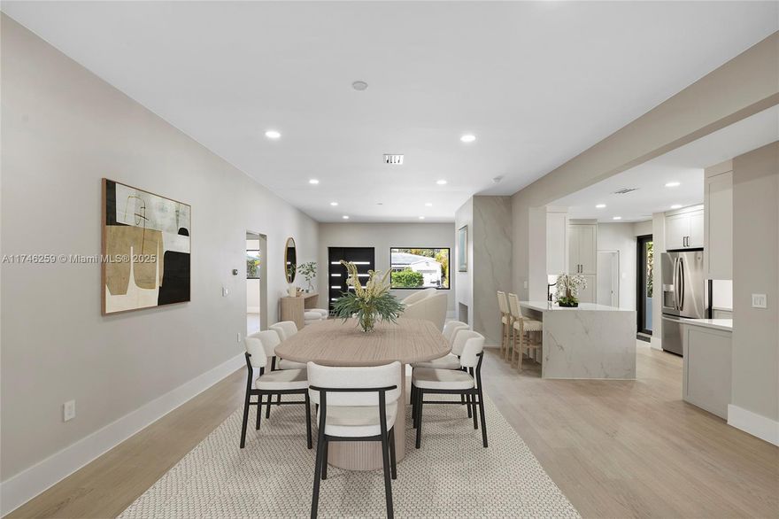 Newly Rennoved @ $860 psqft
Introducing a remarkable opportunity at 9073 Dickens Ave, Surfside, FL. This exquisite 3,457 sq. ft. single-story residence offers five bedrooms and five bathrooms, embodying luxury and comfort. Newly renovated, the home features a modern aluminum roof, hurricane-impact doors, and state-of-the-art plumbing and electrical systems. The interior showcases elegant hardwood and wood flooring, complemented by a gourmet kitchen with Italian-imported porcelain countertops and premium appliances. Amenities include central air conditioning, electric heating, and high-impact security doors. The property also offers a beautifully landscaped yard. Conveniently located near pristine beaches, Bal Harbour, dining, and places of worship, this is the epitome of refined living.
