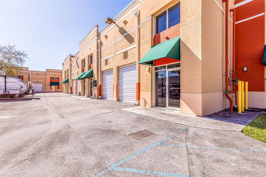 Move in ready warehouse/office combination totaling ±1,106 SF, ideally located in the Coral Reef area just off the Florida Turnpike. Featuring an efficient and versatile floor plan with reception area, kitchenette, one bathroom and additional second floor offices with built in desks. Excellent signage opportunity at the front entry. This well maintained space offers contemporary architecture with a durable double-T concrete roof, approximately ±500 SF of office buildout and a street-level roll-up door (8’W x 10’H). Additional highlights include hurricane shutters, two assigned parking spaces and ample visitor parking. Conveniently located just 3 minutes from The Home Depot. Contact listing agent to schedule a tour!