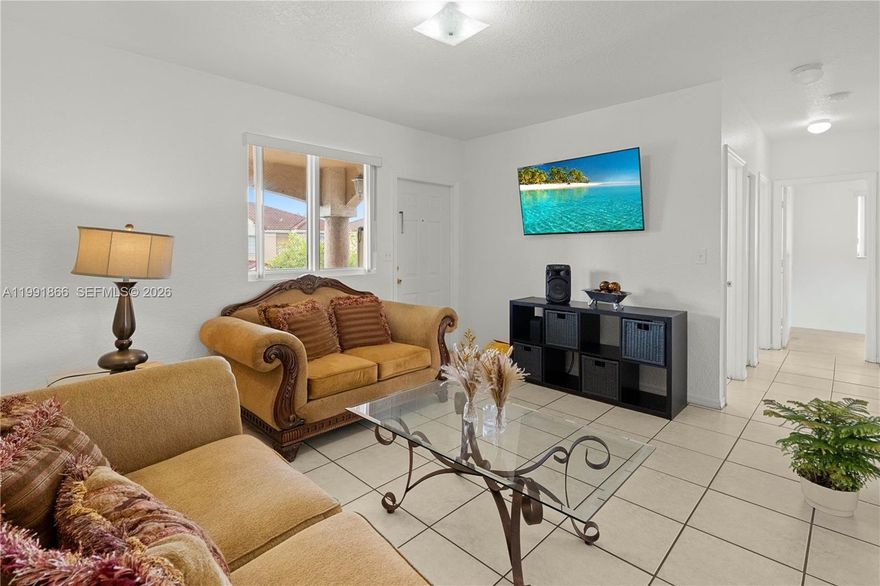 Beautiful and spacious corner unit in the heart of Hialeah, offering comfort, convenience, and low-maintenance living. This 3-bedroom, 2-bathroom condo is in pristine condition and move-in ready. Located on the second and top floor, the unit is filled with natural light thanks to its corner position, front porch, and private rear balcony.
The layout features a large master bedroom with generous walk-in closets, tile flooring throughout, and a bright, open feel in every room. The kitchen is equipped with granite countertops and all appliances included, along with an in-unit washer and dryer for added convenience. A/C was replaced in 2024, providing peace of mind for the new owner.

This unit also includes a private storage room, providing extra space for organization and convenience. Enjoy the benefit of two assigned parking spaces and a low maintenance fee, making this property ideal for both homeowners and investors.
Centrally located just minutes from shopping centers, schools, and parks, with easy access to major roads. Only 10 minutes to Miami International Airport, 15 minutes to Downtown Miami, and about 23 minutes to Miami Beach.
A perfect opportunity to own a well-maintained, bright, and spacious home in a highly convenient location.