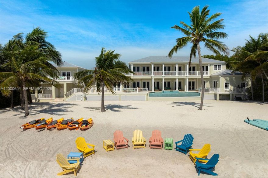 Set on 1.38 acres of pristine oceanfront in the Florida Keys, this private estate offers the perfect blend of luxury, serenity, and tropical beauty. With an enormous 150-foot private beach, this stunning 4,770-square-foot residence presents an unparalleled opportunity to experience the magic of oceanfront living.The home features five bedrooms and five and a half baths, including separate guest quarters for added privacy. Towering 30-foot ceilings create a grand, open atmosphere, while expansive windows frame breathtaking views of the Atlantic Ocean. Offered turnkey, this estate is move-in ready, with exquisite furnishings that complement its elegant design.Step outside to a resort-style infinity-edge pool with spa. A spacious two-car garage provides convenience, while the estate's zoning allows for weekly rentals, making it a remarkable investment opportunity.This property is more than just a home--it's a tropical oasis where you can kayak, fish, or build sandcastles right from your backyard. Whether you seek a family getaway or a primary residence, this estate offers the best of both worlds: a tranquil retreat surrounded by nature yet still within the comforts of the United States.