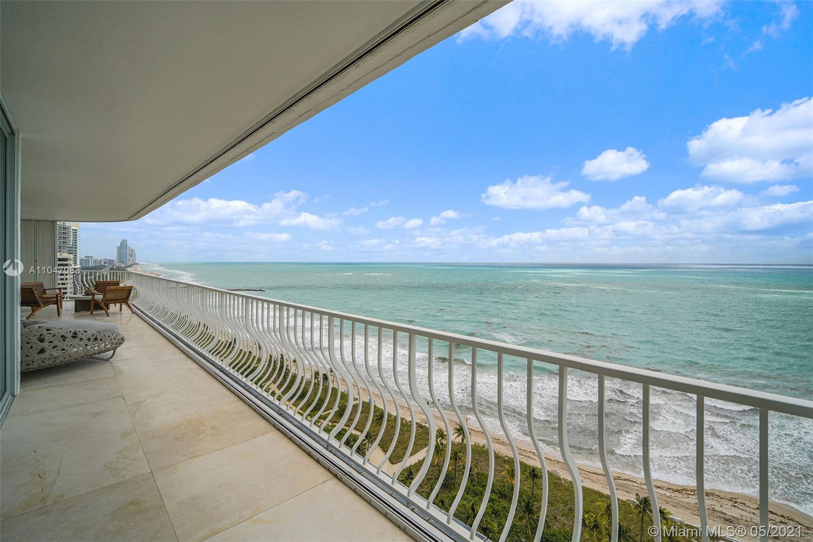 Spectacular Penthouse apartment with breathtaking views of the ocean and Miami Beach. Located in the heart of prestigious Bal Harbour, this gorgeous and spacious masterpiece was completely renovated in 2015. The renovation includes a re-designed floor plan, new electrical, new plumbing, new AC HVAC units, 36x36 marble flooring throughout, Quartz and Onyx countertops, custom-built grain-matched walnut cabinetry, control-4 Intelligent audio/video system throughout the apartment and much more. The apartment is move-in ready! Sold furnished and includes a highly desired, premium location poolside cabana with a full bathroom. Building just completed a major renovation including a new roof. Low maintenance. 1 Assigned Parking Space & 1 Valet Parking. 40 YEAR RECERTIFICATION IS ALMOST COMPLETE!