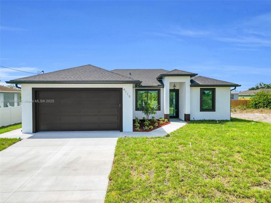 GORGEOUS NEW CONSTRUCTION HOME!!! Three beds, two baths, two-car garage, calacatta quartz counter tops in kitchen and baths, new stainless-steel appliances, impact-resistant doors and windows with Energy System Low-E, keeping your home comfortable year-round while saving energy costs. This beautiful home has a great open concept with imported porcelain tile throughout, sprinkler system, and epoxy in the garage. Easy access to Fort Myers, RSW International Airport, shops, restaurants, schools, etc... Come check this out and make your offer today!!!