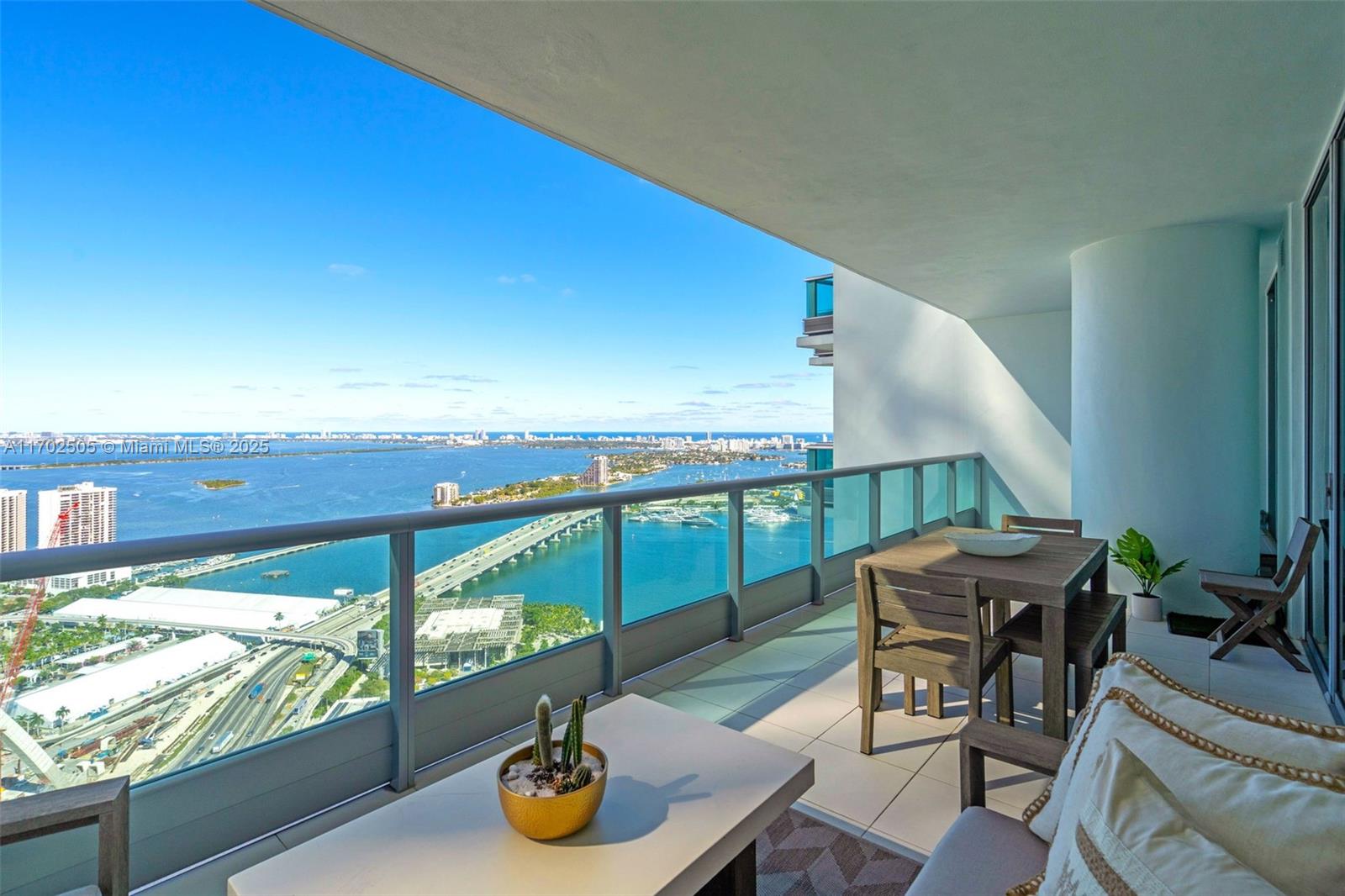 Rarely on the market!! Most desire 08 line apt in one of the highest floor of the prestigious 900 Biscayne Condo. This magnificent 2 beds / 3 full bathrooms has unobstructed Biscayne Bay views, Miami Beach Skyline and Downtown Cityscape. It has its own private foyer finely finished with all walls featuring Phillip Jeffries wallpaper, also has a separte service entrance. Built-in closets in both bedrooms, wine cooler, built-in cabinetry in the living room and ceramic floors all throughout the apartment. Hotel-style amenities including full-service spa, fitness center, lap pool movie theater, children's playroom and more.