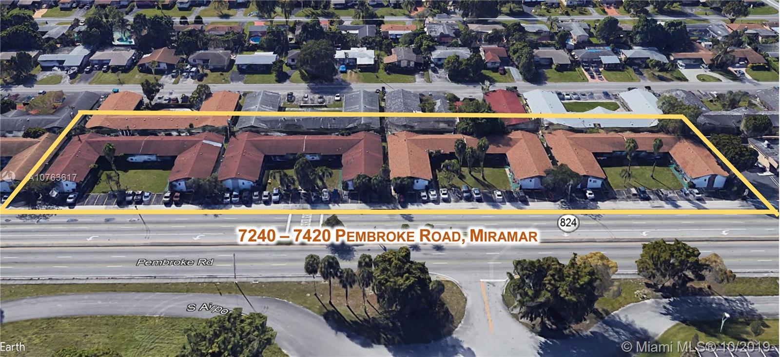 Located west of FL Turnpike & east of University Dr in close proximity to Broward College South & North Perry Airport. Complex is convenient for both west Broward & north Dade employment markets. Walmart Super Center & Sam’s Club 1 mile away. Very strong upside potential here! Complex consists of 8 adjacent parcels. Two five unit buildings form a “U” shape with center courtyard and laundry available. There are four clusters of 10 units all contiguous for total of 40 units. All new roofs completed in Oct 2018.
