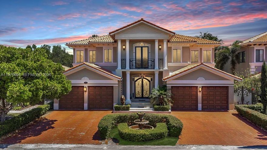 Welcome to the elegant two-story Florence model in the prestigious Cutler Cay, offering 5 bedrooms, 4 bathrooms, and 4,717SF of thoughtfully designed living space. This move-in ready home features marble floors, soaring ceilings, and a grand marble staircase with custom iron railings. The living room and foyer are elevated by statement chandeliers and custom ceiling paintings, adding a distinctive architectural touch, a rare find. Designed for both refined entertaining and comfortable daily living, the residence offers formal living and dining rooms, along with the family room and eat-in kitchen with stainless steel appliances. A full bedroom and bath on the first floor provide flexibility for guests or multigenerational living. Upstairs, the spacious primary suite serves as a private retreat with an expansive balcony, dual walk-in closets, and a generous ensuite bath. Enjoy a covered terrace and a uniquely special backyard with no rear neighbors—offering privacy and peaceful green views. Additional features include a 3-car garage, ample storage, and a generator. The community is 24/7 guard-gated with resort-style amenities including clubhouse, fitness center, sauna, steam room, heated pool, jacuzzi, tennis, pickleball, basketball courts, playground and a pavilion—spaces to gather, mingle, and enjoy a friendly neighborhood atmosphere. HOA includes alarm monitoring, cable, internet, and lawn maintenance—supporting a lifestyle centered on comfort, wellness, connection and ease.
