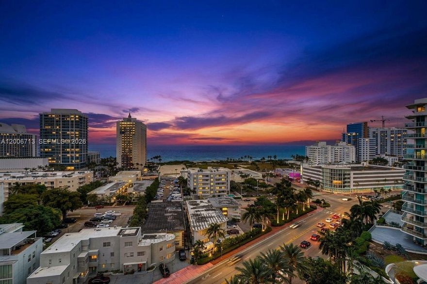 ~ JUST REDUCED ~ Ocean View Condo in Miami Beach – Perfect Urban Retreat. This stunning 1-bedroom, 1.5-bath condo on the 14th floor offers breathtaking ocean views. At 910 sq. ft., this beautifully renovated space features a spacious, open layout, sleek stainless steel appliances, and fully updated bathrooms. Enjoy tile flooring in the living and kitchen, vinyl in the bedroom, a renovated glass shower, and a large kitchen with black granite countertops. Recessed lighting and fully impact windows ensure both style and security. A half bath is ideal for guests, and the pool is undergoing a beautification process—reopening summer 2026. This full-service, pet-friendly building offers a 24/7 attended lobby, valet parking, a gym, sauna, and on-site management. Docks for purchase are also available. Located just off Collins Avenue, you’ll be steps from a serene waterfront walkway and vibrant local dining, shopping, and cultural attractions—ideal for the discerning buyer seeking a blend of luxury and convenience.
