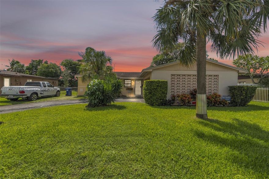 Discover this charming 3-bedrooms, 2 bathrooms, this property offers both comfort and accessibility. Step inside and be greeted with natural light thanks to the abundance of  windows which provides energy efficiency. The heart of the home is the kitchen, complete with quartz countertops, shaker cabinets. Conveniently located close to Hard Rock Stadium, shopping, dining, major roadways and the beach.