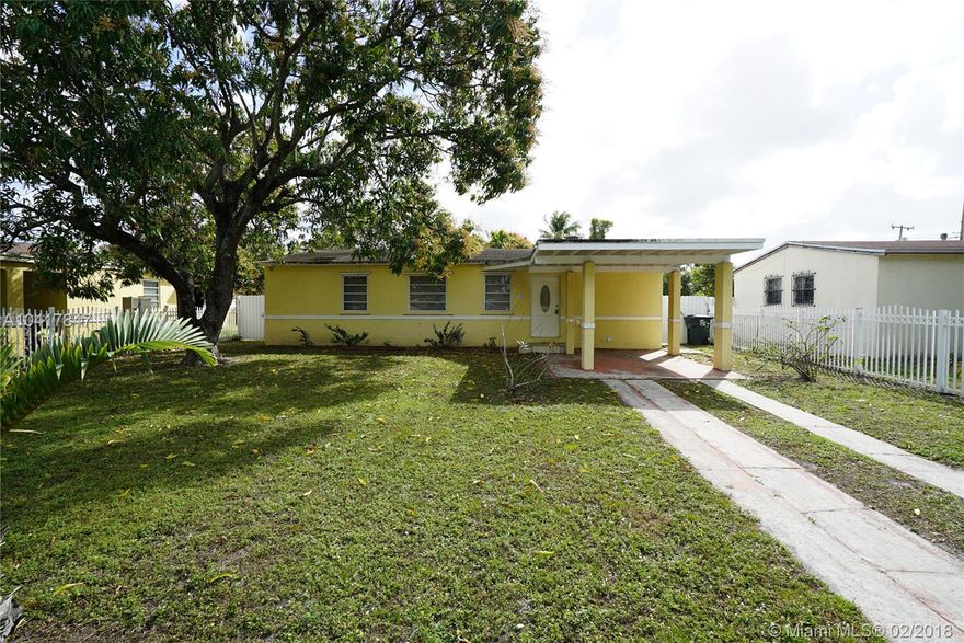 Lovely 3 bedroom, 1 bathroom house in North Miami. Great house, awesome layout, large lot, spacious fenced backyard with room for pool, large front lawn, driveway with carport. Pleasant residential area, with parks and schools in close proximity. Don't miss out on this grand opportunity! Schedule your showing with ShowingTime today!