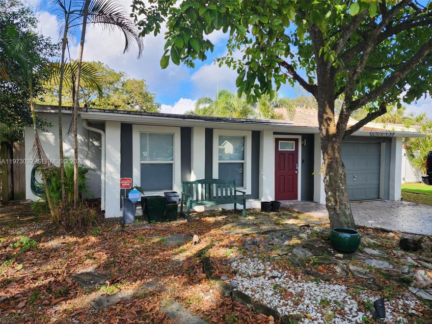Own a piece of old Florida in desirable Dania Beach!  This gem sits on a 9,100 sq ft lot w/mature foliage. This updated 2-bedroom, 1-bath single family home features a modern kitchen equipped w/espresso brown wood cabinetry, thick quartz countertops, quality Samsung appliances & Bosch dishwasher. 1-car garage w/manual door.  Main living area has engineered bamboo plank flooring, 2nd bedroom/kitchen offers porcelain tile. Updated bathroom has glass shower enclosure. Full-size GE washer/dryer are conveniently located just off the kitchen. Additional updates include hi-hats thru out, GE electric panel, a 2011 water heater, 2023 air conditioning system w/UV light & Ecobee Thermostat. Ring camera doorbell, side/back motion sensor flood light ring camera installed. Flat roof 2018. City water & sewer. Front exterior is pre-wired for landscape lighting. The home includes a spacious, fenced backyard as well as a  huge 12x20 storage shed permitted. Irrigation is provided by a sprinkler system connected to the main line (city water) which is sold AS IS. NO HOA restrictions! Ample space for a boat, RV, work truck, jet skis + more! Situated just minutes from major highways, Beaches, coastal amenities, Hard Rock Hotel, Casino's, Fort Lauderdale Airport, shopping, dining. Public transportation down the street. This property presents an excellent opportunity for first-time buyers or investors seeking a prime location. Active contract with Terminix in place.  PROPERTY SOLD AS IS!