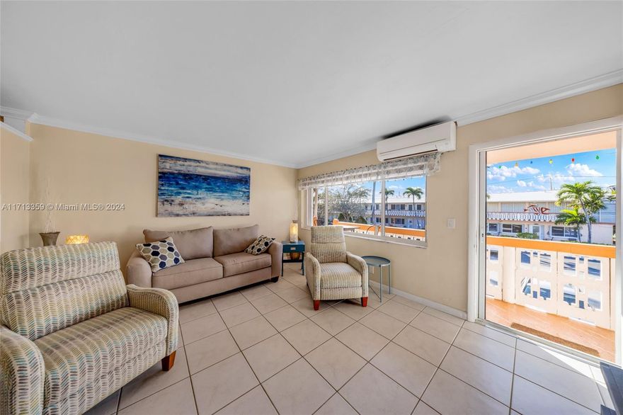 Must see! (55+ community) This beautifully updated 1 bedroom, 1 bathroom condo on the 2nd floor is the perfect blend of comfort and convenience. Located in the heart of Hallandale Beach, this unit offers a prime location not far from both airports, shopping plazas, the beach, and more. Step inside to discover a fully furnished home with brand-new furniture and fresh paint. The unit is move-in ready with new impact windows featuring shutters, and a new A/C unit for ultimate comfort. The community amenities offer a heated pool, shuffleboard, laundry facilities, BBQ area, billiard room, and clubhouse – all in a well-maintained and relaxing environment, plus the building also benefits from having reserves, with the added benefit of a low HOA fee.